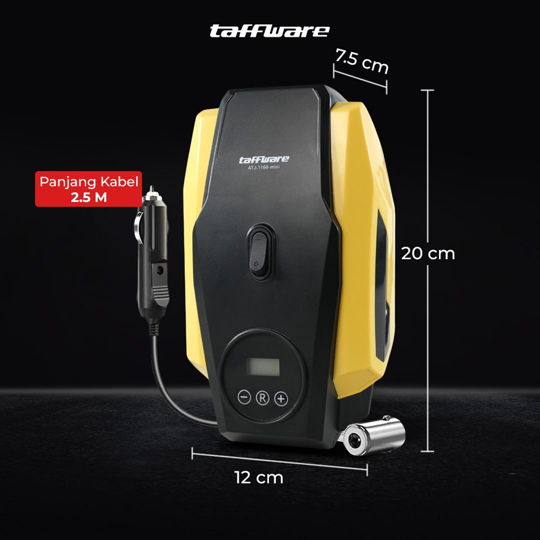 Taffware Pompa Ban Elektrik Portable Air Compressor DC 12V 50 PSI - ATJ-1166-mini Gambar produk Taffware Pompa Ban Elektrik Portable Air Compressor DC 12V 50 PSI - ATJ-1166-mini