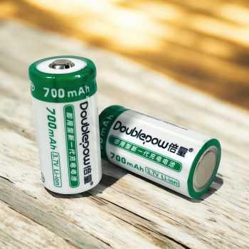 Doublepow Baterai Rechargeable 16340 Li-Ion 3.7V 700mAh 2 PCS