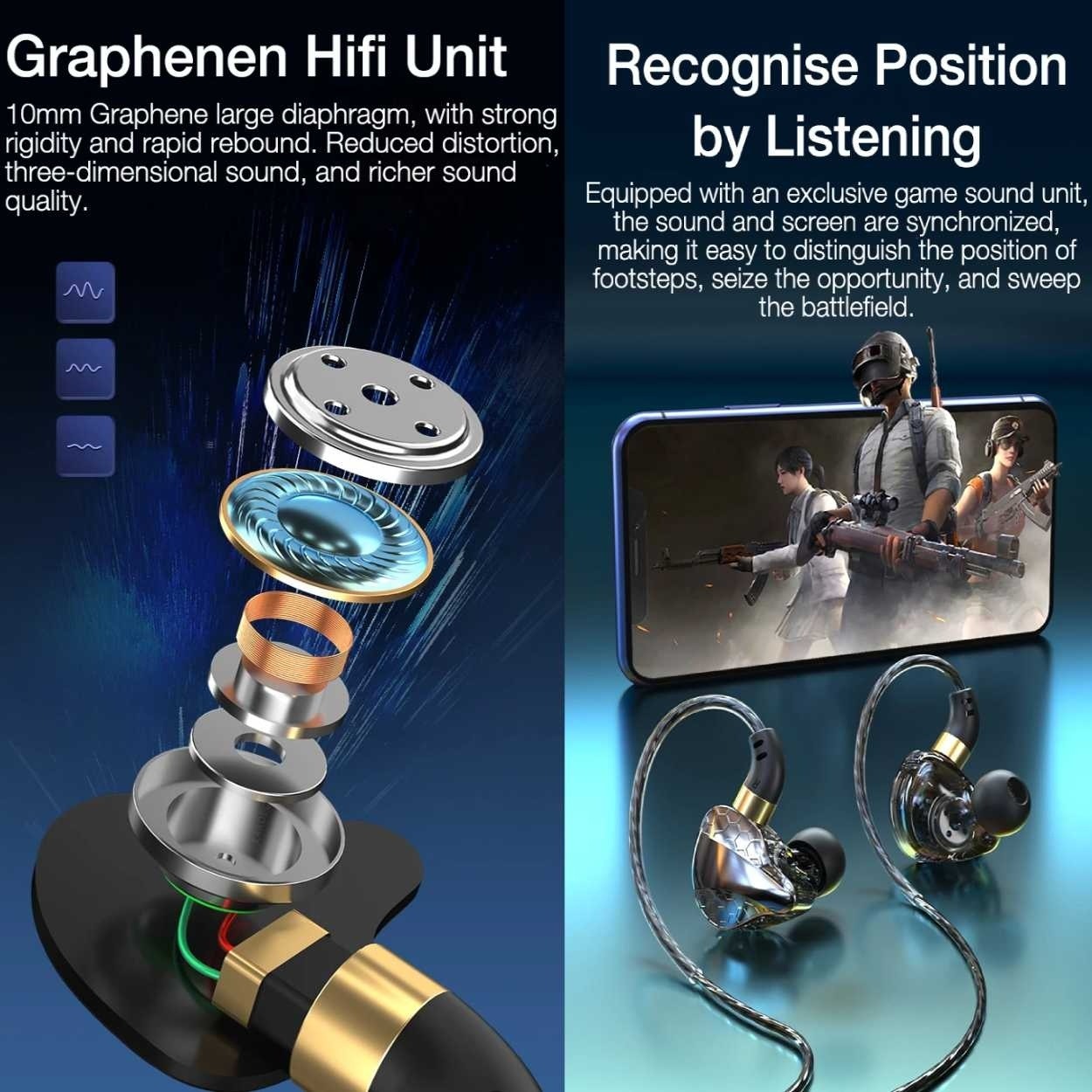 WKZ Earphone In-Ear Subwoofer Gaming Computer Sports with Microphone - S18 Gambar produk WKZ Earphone In-Ear Subwoofer Gaming Computer Sports with Microphone - S18