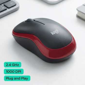 Logitech Mouse Wireless Optical 2.4GHz Ergonomic 1000DPI - M185