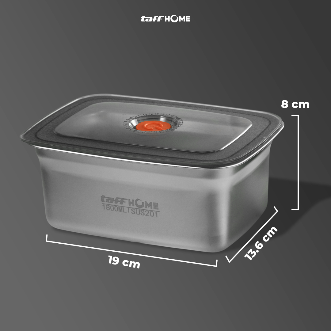 TaffHOME Kotak Makan Anti Tumpah Lunch Bento Box Stainless Steel 201 1800ml - KT273 Gambar produk TaffHOME Kotak Makan Anti Tumpah Lunch Bento Box Stainless Steel 201 1800ml - KT273