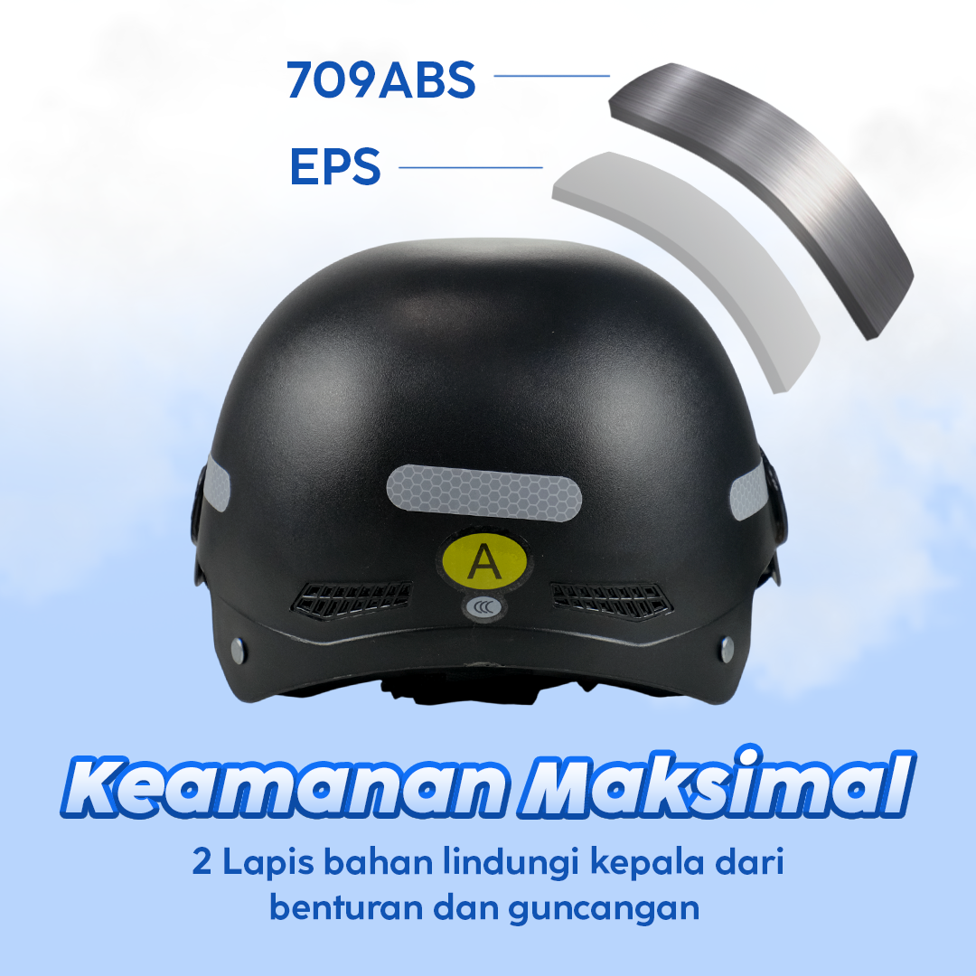 Gambar produk SPORT BIBU Helm Sepeda Skuter Motor Retro Vintage Half Face With Visor - U20
