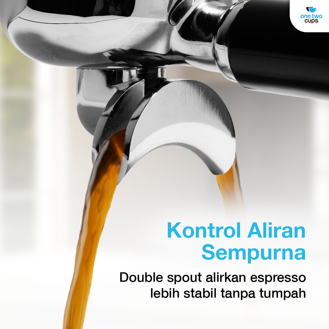 Gambar produk One Two Cups Portafilter Double Spout Stainless Steel 58mm Plastik - AL304