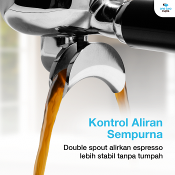 Gambar produk One Two Cups Portafilter Double Spout Stainless Steel 58mm Plastik - AL304