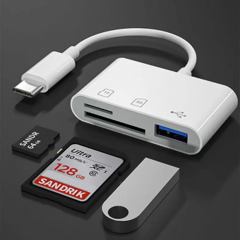 LASO Card Reader 3in1 USB Type C OTG SD TF Multifungsi High Speed - AT4