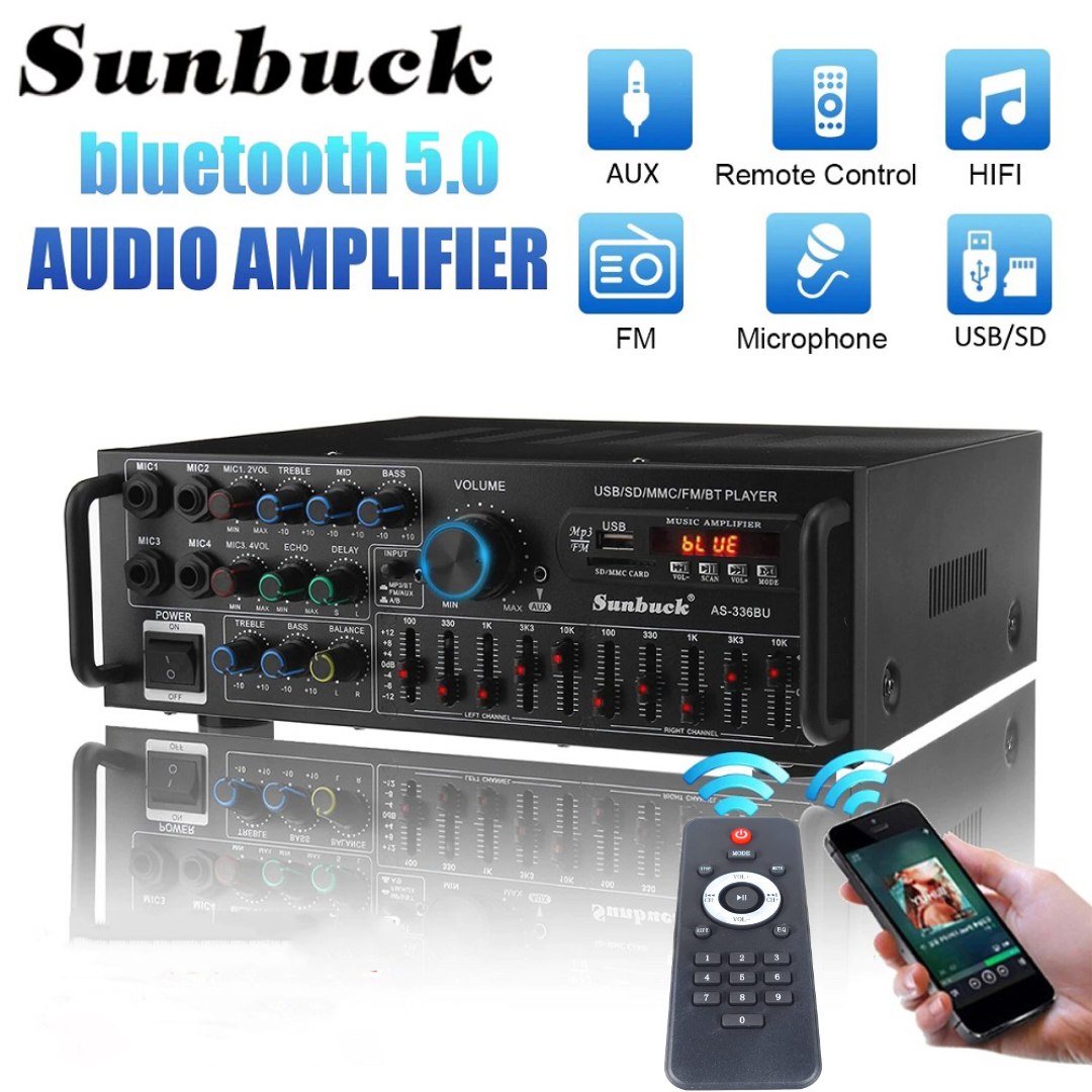 Sunbuck Audio Amplifier Bluetooth EQ Karaoke FM Radio 2000W - AS-336BU Gambar produk Sunbuck Audio Amplifier Bluetooth EQ Karaoke FM Radio 2000W - AS-336BU