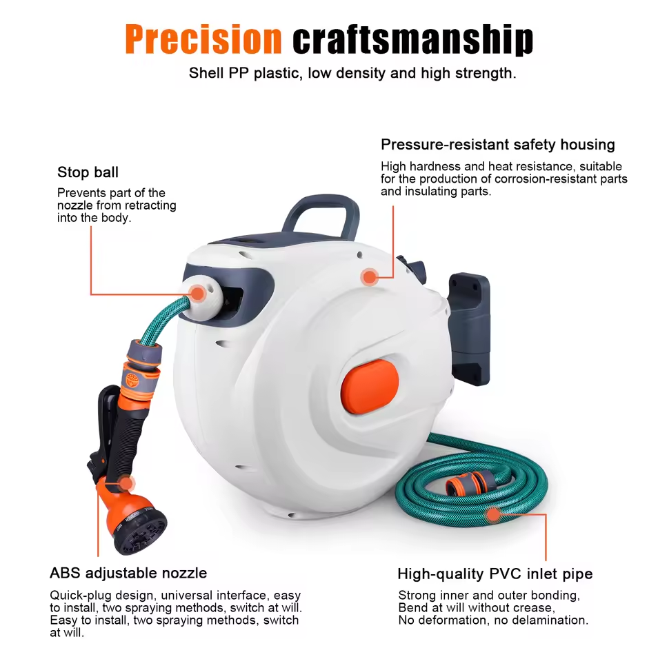 WIKOGER Tempat Gulungan Selang Otomatis Retractable Water Hose Reel - WK-10 Gambar produk WIKOGER Tempat Gulungan Selang Otomatis Retractable Water Hose Reel - WK-10