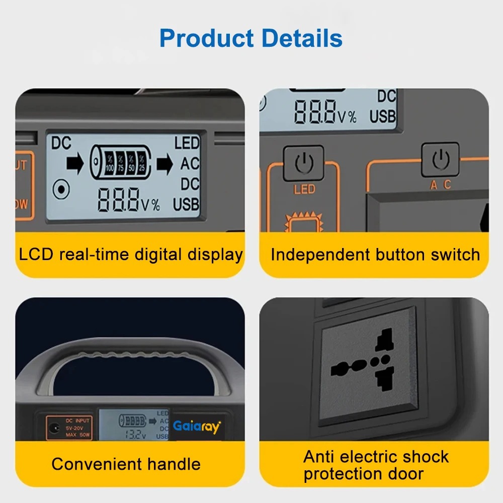 Gaiaray Portable Power Supply Station Outdoor Generator 100W 24000mAh - OKD200 Gambar produk Gaiaray Portable Power Supply Station Outdoor Generator 100W 24000mAh - OKD200