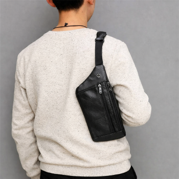 Gambar produk Rhodey Tas Pinggang Selempang Pria Waistbag Bahan Kulit 3 Kompartemen - 1851
