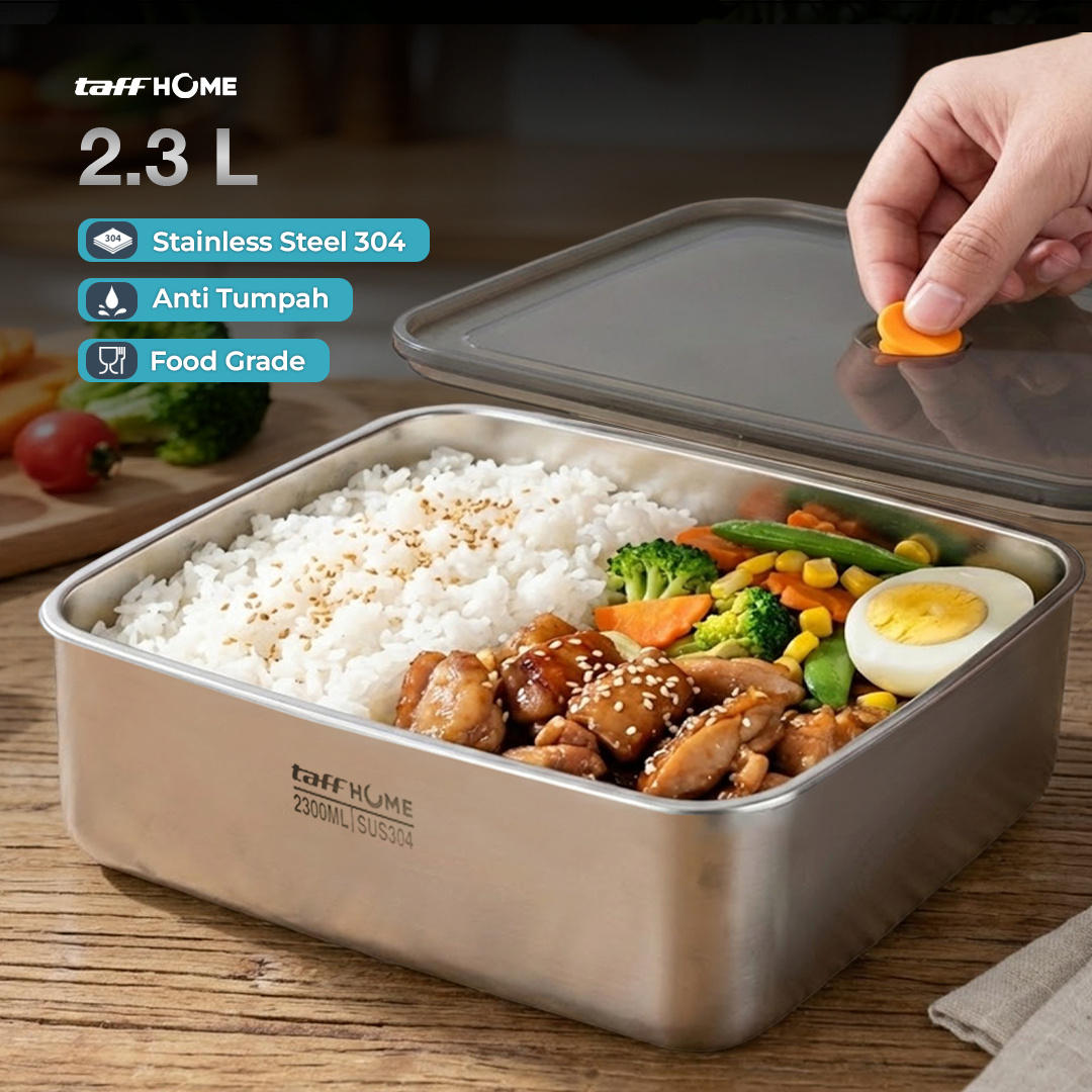 TaffHOME Kotak Makan Lunch Box Multifunction Stainless Steel 304 2300ml - AC-21 Gambar produk TaffHOME Kotak Makan Lunch Box Multifunction Stainless Steel 304 2300ml - AC-21