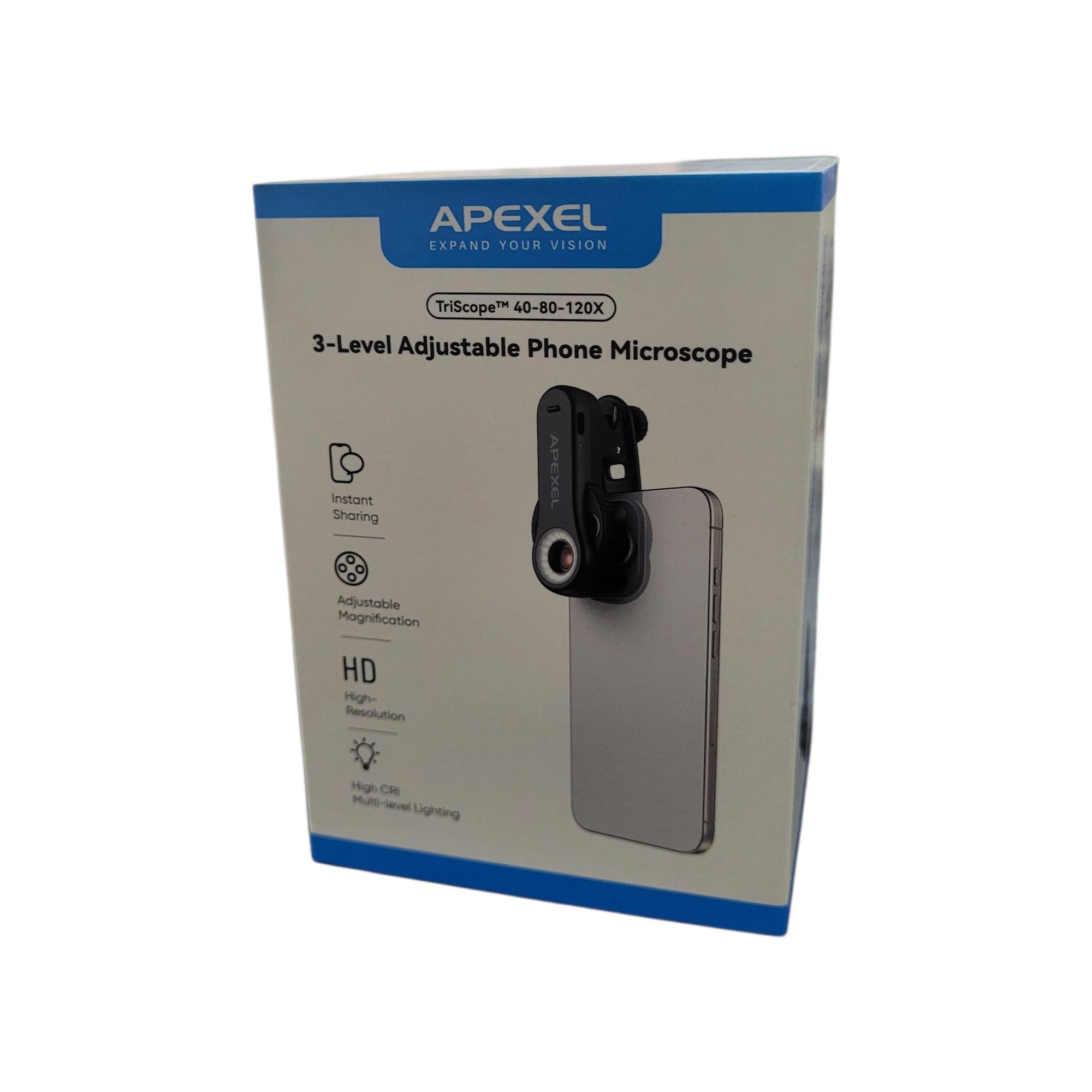 APEXEL Lensa Kamera HP Smartphone Microscope TriScope TM 40-80-120X - APL-MS3L Gambar produk APEXEL Lensa Kamera HP Smartphone Microscope TriScope TM 40-80-120X - APL-MS3L