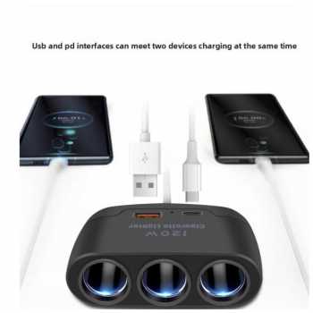 Gambar produk Kebidumei Car Charger Mobil Fast Charging Cigarette Type C USB 120W - D-24