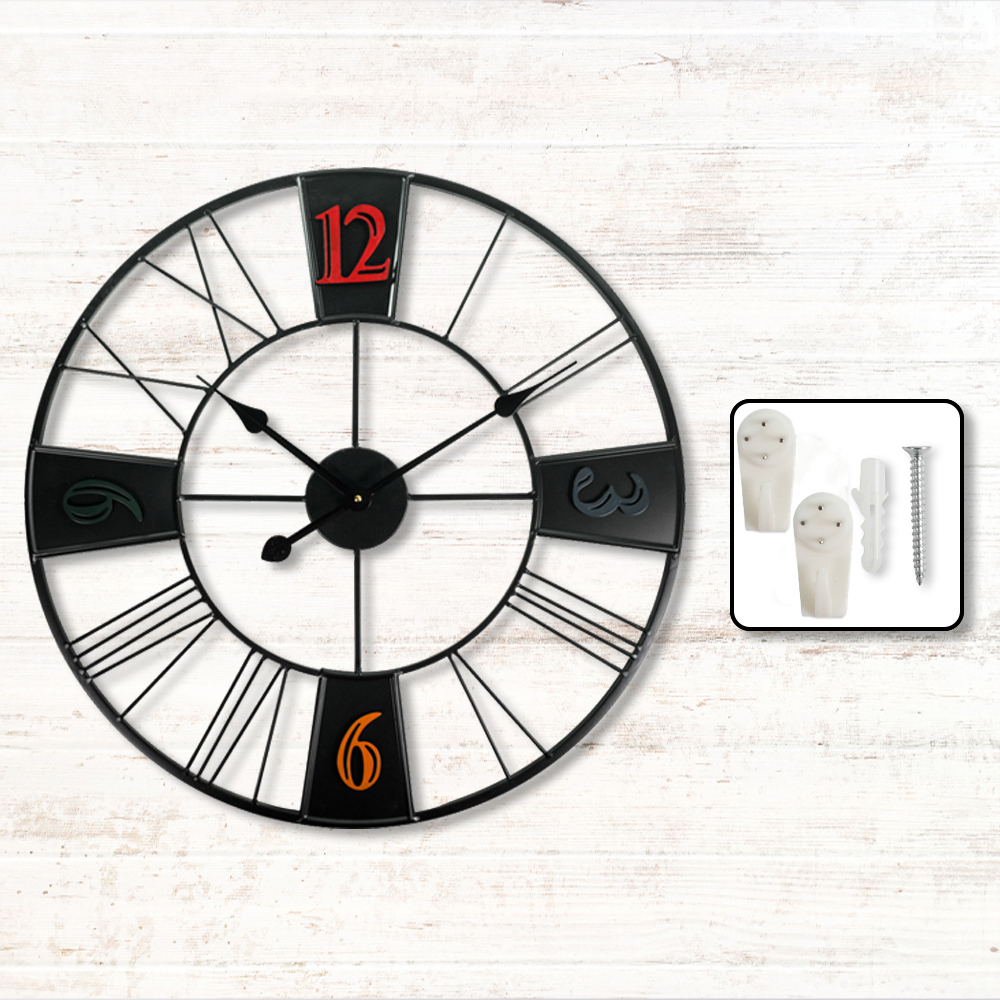 Gambar produk YOLYKEN Jam Dinding Besi Vintage Clock Quartz Silent Movement 60cm - WC21202