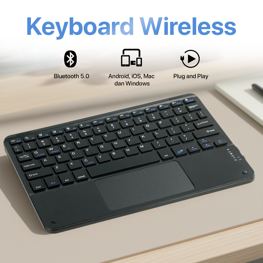 Windyoung Keyboard Wireless Mini Bluetooth Android iOS Rechargeable - WD21 Gambar produk Windyoung Keyboard Wireless Mini Bluetooth Android iOS Rechargeable - WD21