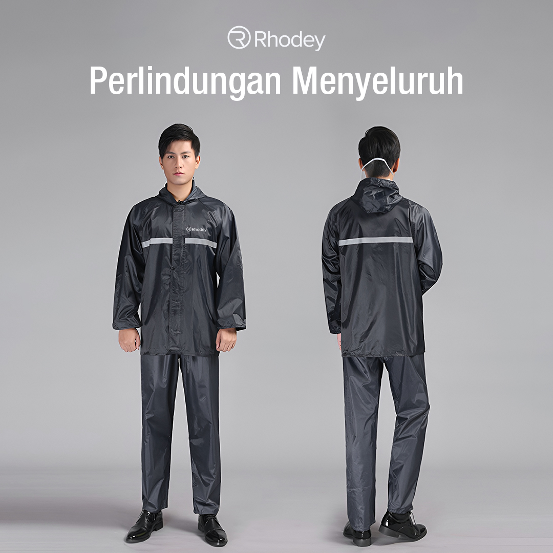 Rhodey Pole Jas Hujan Setelan Motor Hoodie Visor Raincoat Waterproof XXXXL - T1 Gambar produk Rhodey Pole Jas Hujan Setelan Motor Hoodie Visor Raincoat Waterproof XXXXL - T1
