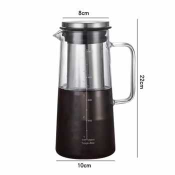 Gambar produk Leeseph Teko Kaca Kopi Teh Water Jug Stainless Steel Filter 1000ml - LS-10