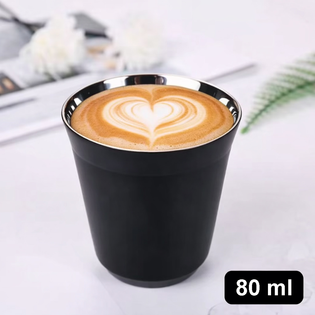 Leeseph Gelas Stainless Steel 304 Double Layer Anti Panas Coffee Cup 80ml - L30 Gambar produk Leeseph Gelas Stainless Steel 304 Double Layer Anti Panas Coffee Cup 80ml - L30