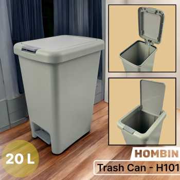 HOMBIN Tempat Sampah Pedal Kaki Trash Bin with Hand Press 20L - H101 - Gray