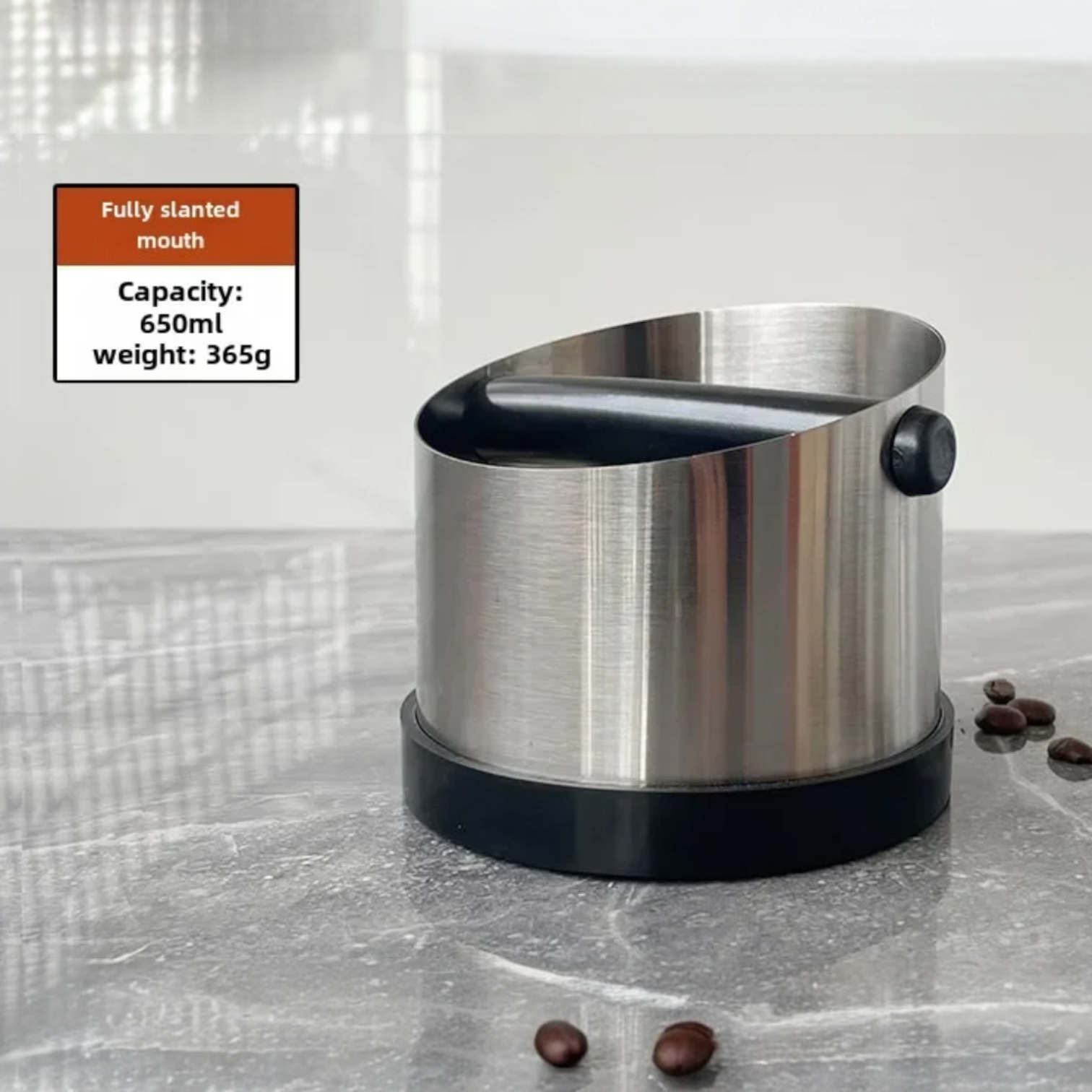 YIYUEQIAN Wadah Ampas Kopi Espresso Knock Box Container Stainless Slanted Mouth 650ml - Y-100 Gambar produk YIYUEQIAN Wadah Ampas Kopi Espresso Knock Box Container Stainless Slanted Mouth 650ml - Y-100