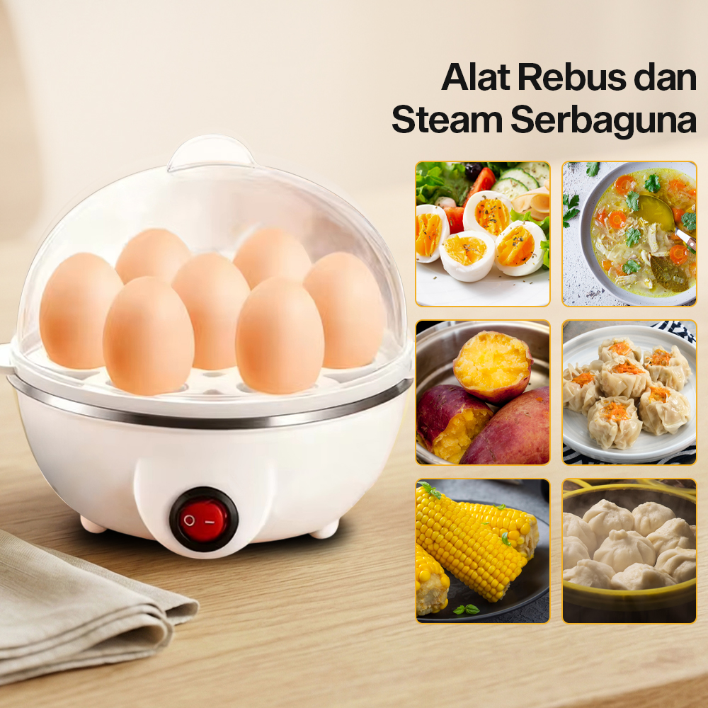BONIN Alat Rebus Telur Elektrik Mini 7 Slot Egg Steamer 220V 350W - BN-10 Gambar produk BONIN Alat Rebus Telur Elektrik Mini 7 Slot Egg Steamer 220V 350W - BN-10