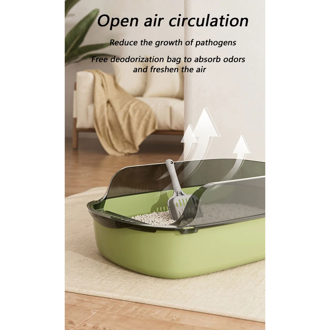 OPTICO Bak Pasir Kucing Detachable Cat Litter Box High Side - OP-13 Gambar produk OPTICO Bak Pasir Kucing Detachable Cat Litter Box High Side - OP-13