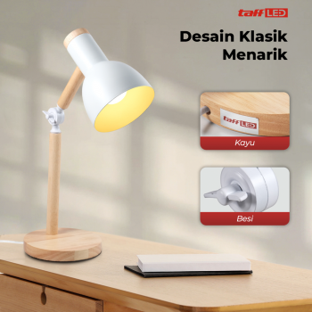 Gambar produk TaffLED Lampu Meja Belajar LED Model Nordic Wooden Art 12W 3in1 Color - PK407