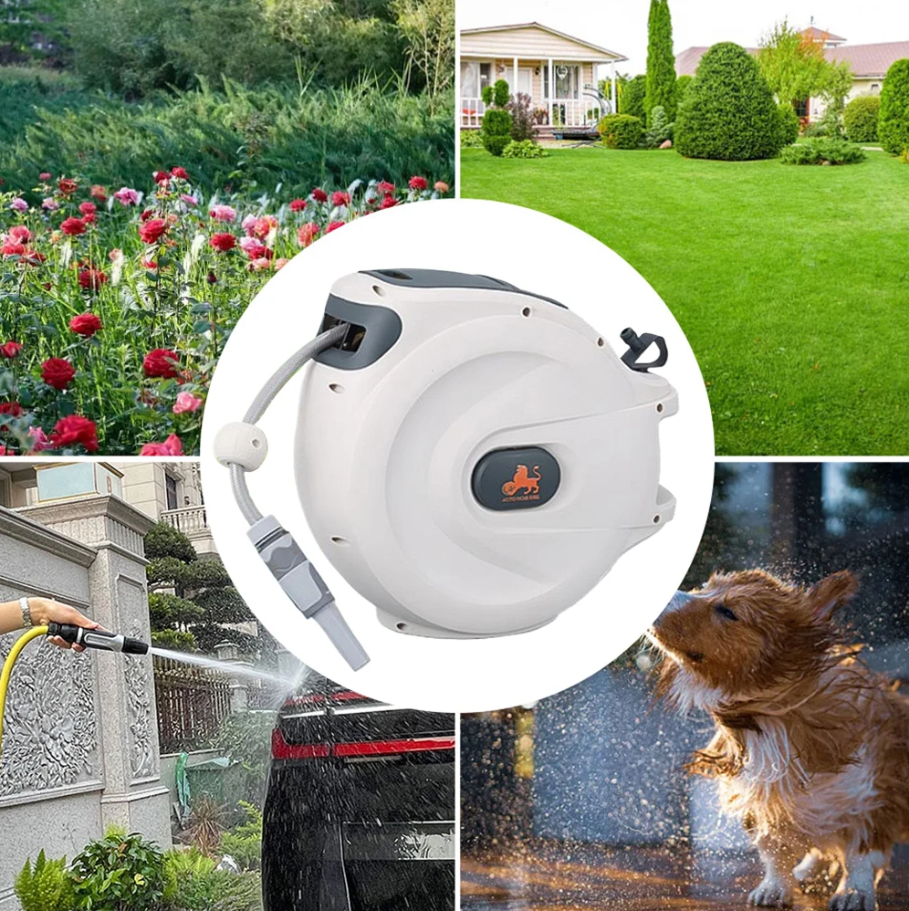 WIKOGER Tempat Gulungan Selang Otomatis Retractable Water Hose Reel - WK-10 Gambar produk WIKOGER Tempat Gulungan Selang Otomatis Retractable Water Hose Reel - WK-10