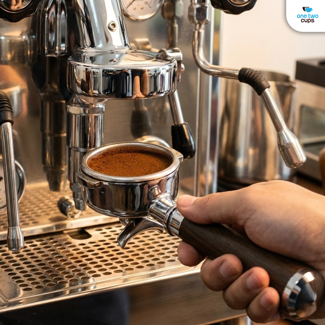 Gambar produk One Two Cups Non Pressurized Portafilter E61 Stainless Steel 58mm Kayu - CHA304