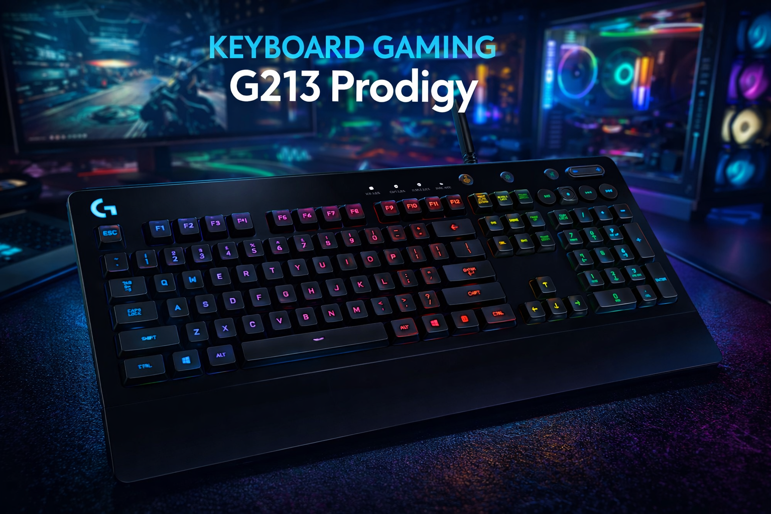 Logitech USB Keyboard Gaming Kabel RGB Full Size - G213 Prodigy Gambar produk Logitech USB Keyboard Gaming Kabel RGB Full Size - G213 Prodigy