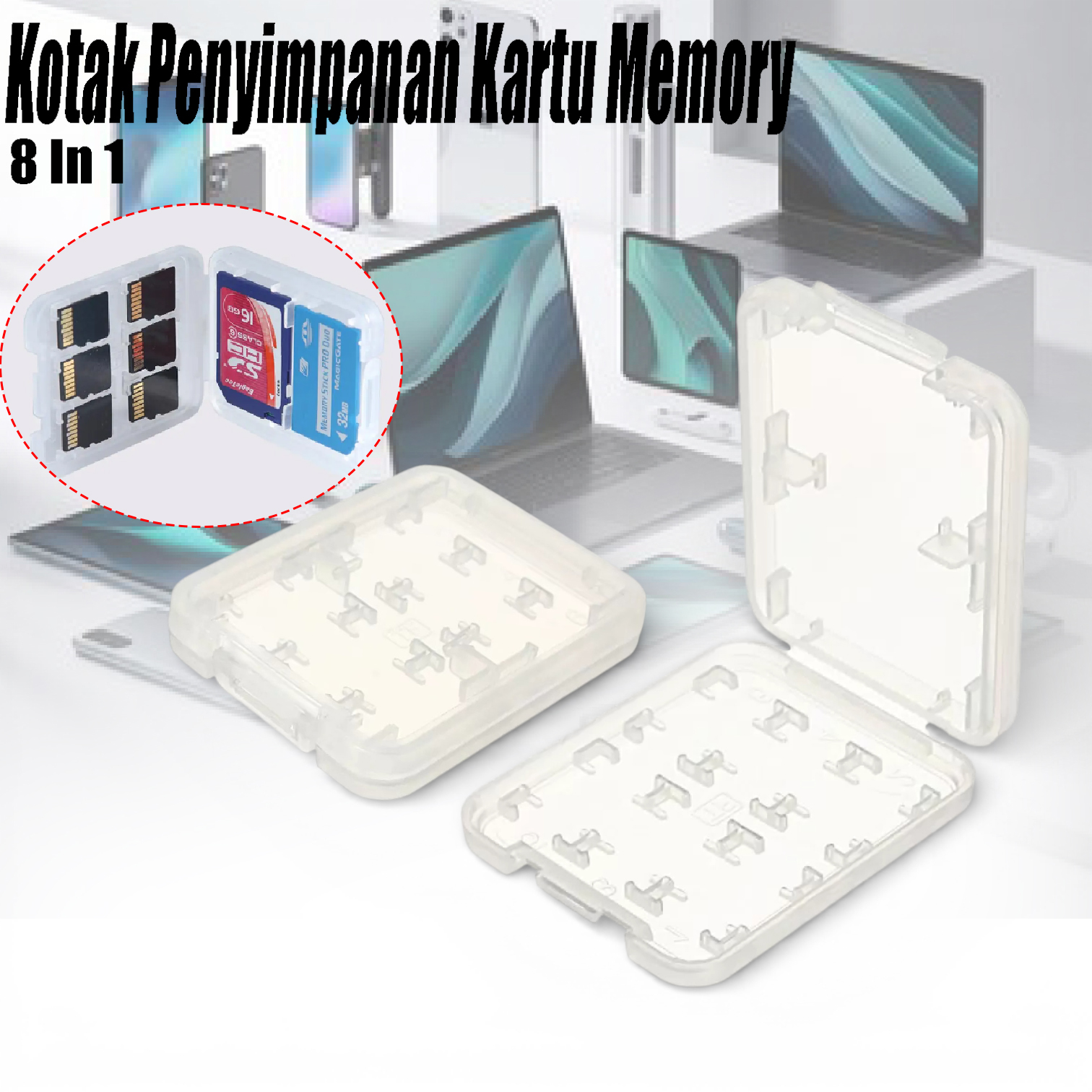 SDJZT Kotak Penyimpanan Kartu Memory SD MS TF SDHC MicroSD 8in1 Case - SD233 Gambar produk SDJZT Kotak Penyimpanan Kartu Memory SD MS TF SDHC MicroSD 8in1 Case - SD233