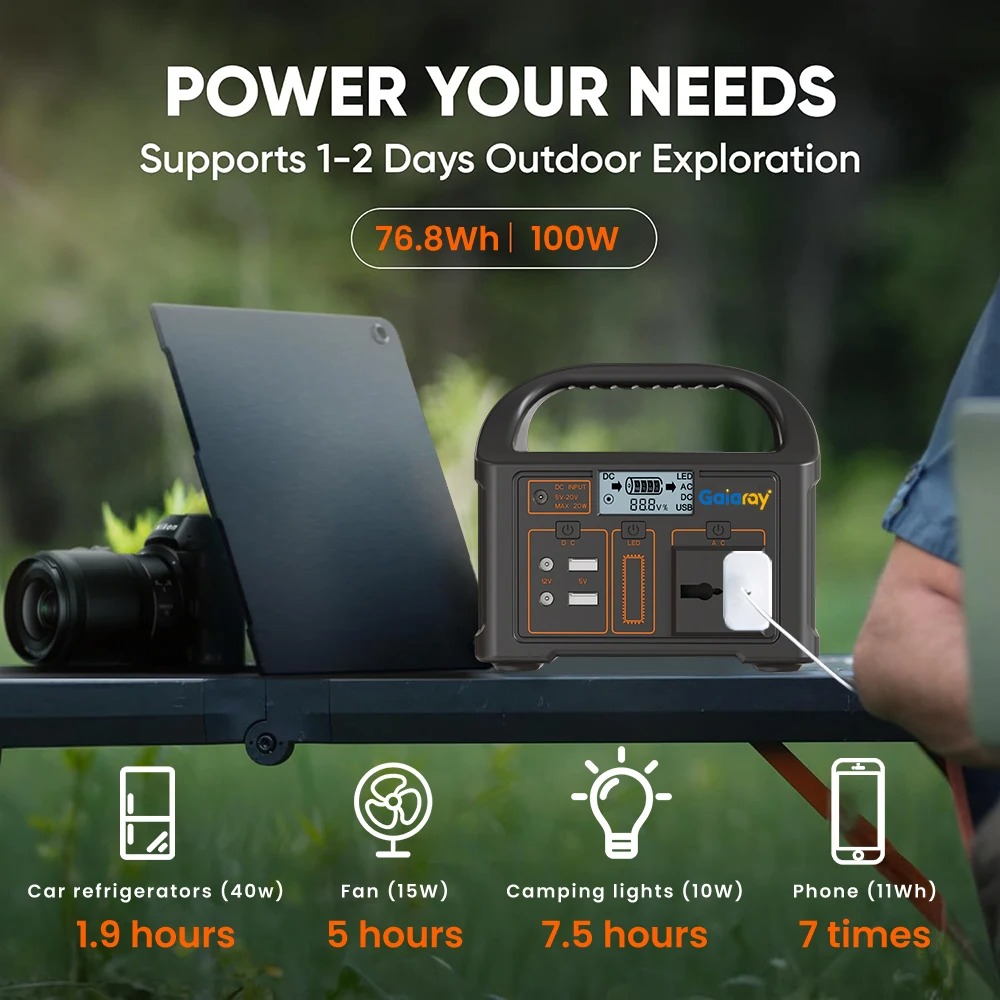 Gaiaray Portable Power Supply Station Outdoor Generator 100W 24000mAh - OKD200 Gambar produk Gaiaray Portable Power Supply Station Outdoor Generator 100W 24000mAh - OKD200