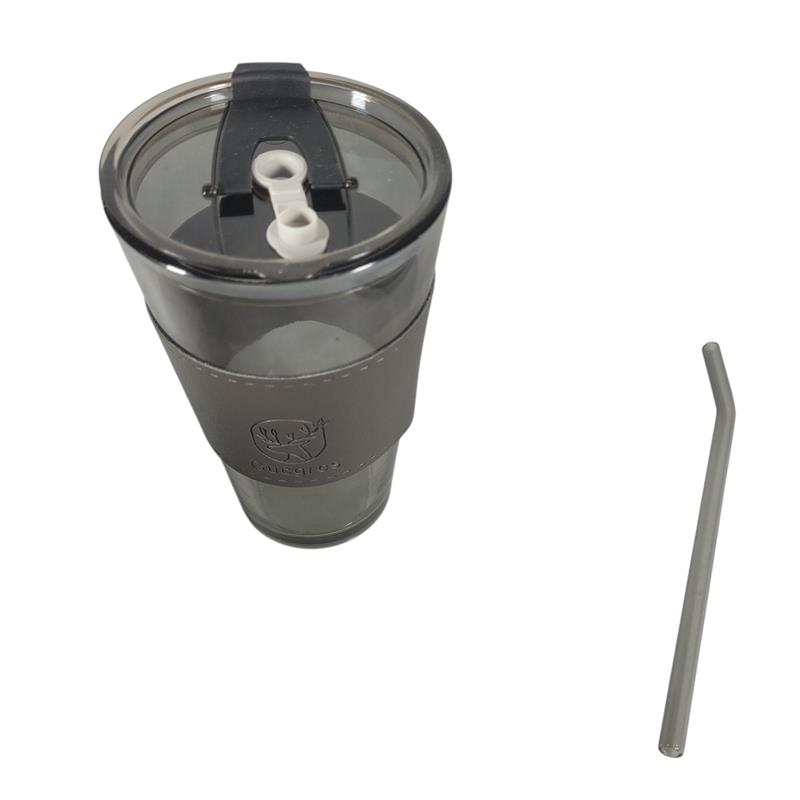 Gucgres Gelas Tumbler Kopi Kaca Glass Cup Leather Cover with Straw 450ml - HD-12 Gambar produk Gucgres Gelas Tumbler Kopi Kaca Glass Cup Leather Cover with Straw 450ml - HD-12
