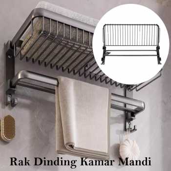 KABEI Rak Dinding Kamar Mandi 2 Layer Gantungan Handuk Lipat Aluminium - KB57