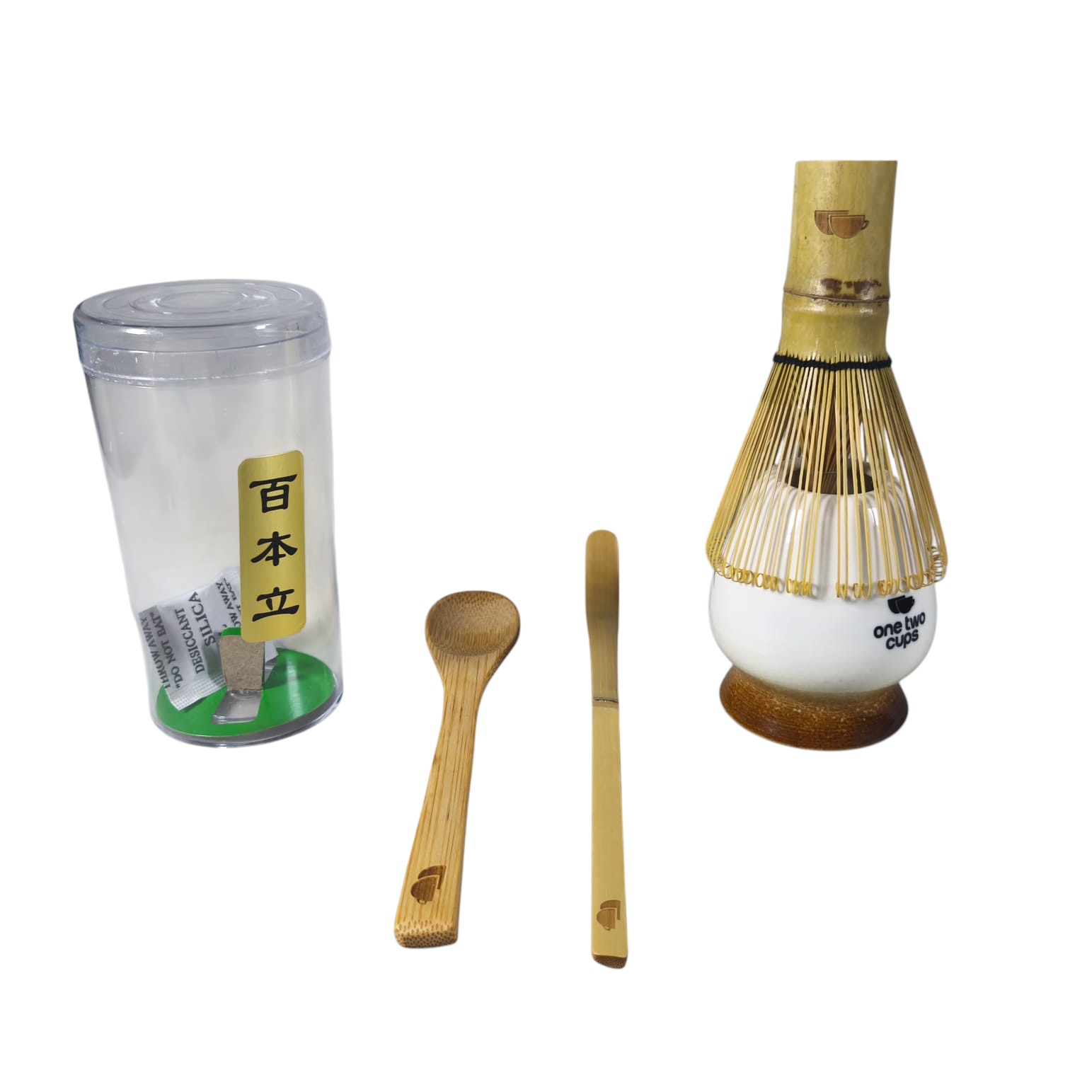 One Two Cups Matcha Set Kit Chasen Whisk Stand Chashaku Spoon 4 PCS - S35 Gambar produk One Two Cups Matcha Set Kit Chasen Whisk Stand Chashaku Spoon 4 PCS - S35