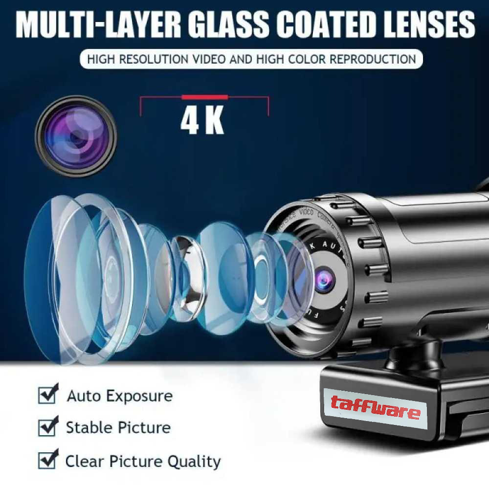 Taffware Webcam Desktop PC Laptop Rotatable 4K with Microphone - EL380 Gambar produk Taffware Webcam Desktop PC Laptop Rotatable 4K with Microphone - EL380