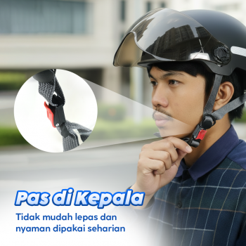 Gambar produk SPORT BIBU Helm Sepeda Skuter Motor Retro Vintage Half Face With Visor - U20