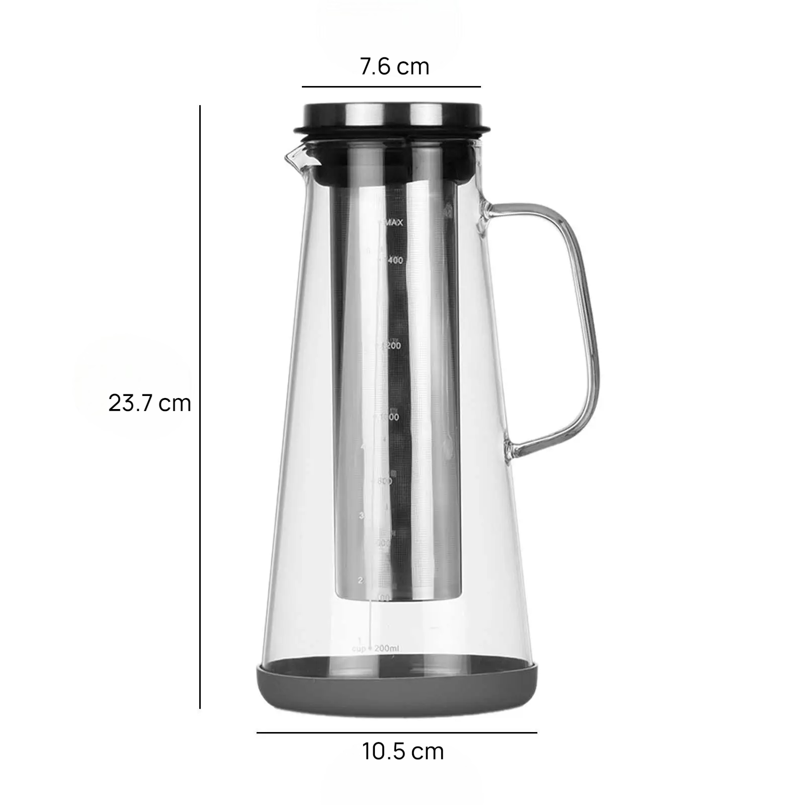 Gambar produk MagiDeal Teko Kaca Kopi Teh Water Jug Stainless Steel Filter 1500ml - MD-10