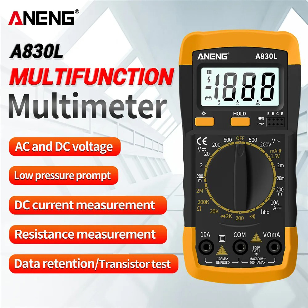 ANENG Digital Multimeter AC DC Volt Current Tester LCD Display - A830L Gambar produk ANENG Digital Multimeter AC DC Volt Current Tester LCD Display - A830L