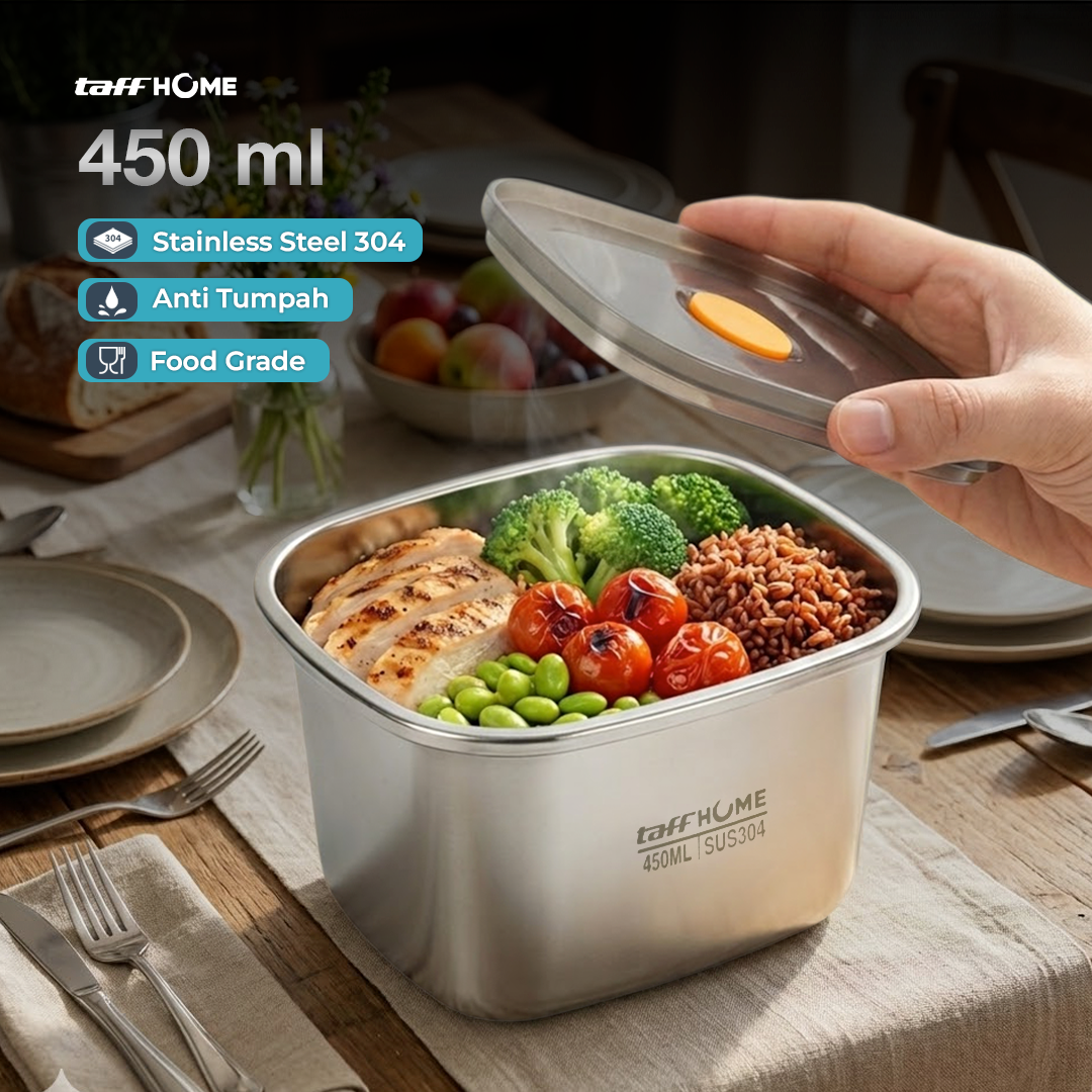 TaffHOME Kotak Makan Lunch Box Multifunction Stainless Steel 304 450ml - AC-21 Gambar produk TaffHOME Kotak Makan Lunch Box Multifunction Stainless Steel 304 450ml - AC-21
