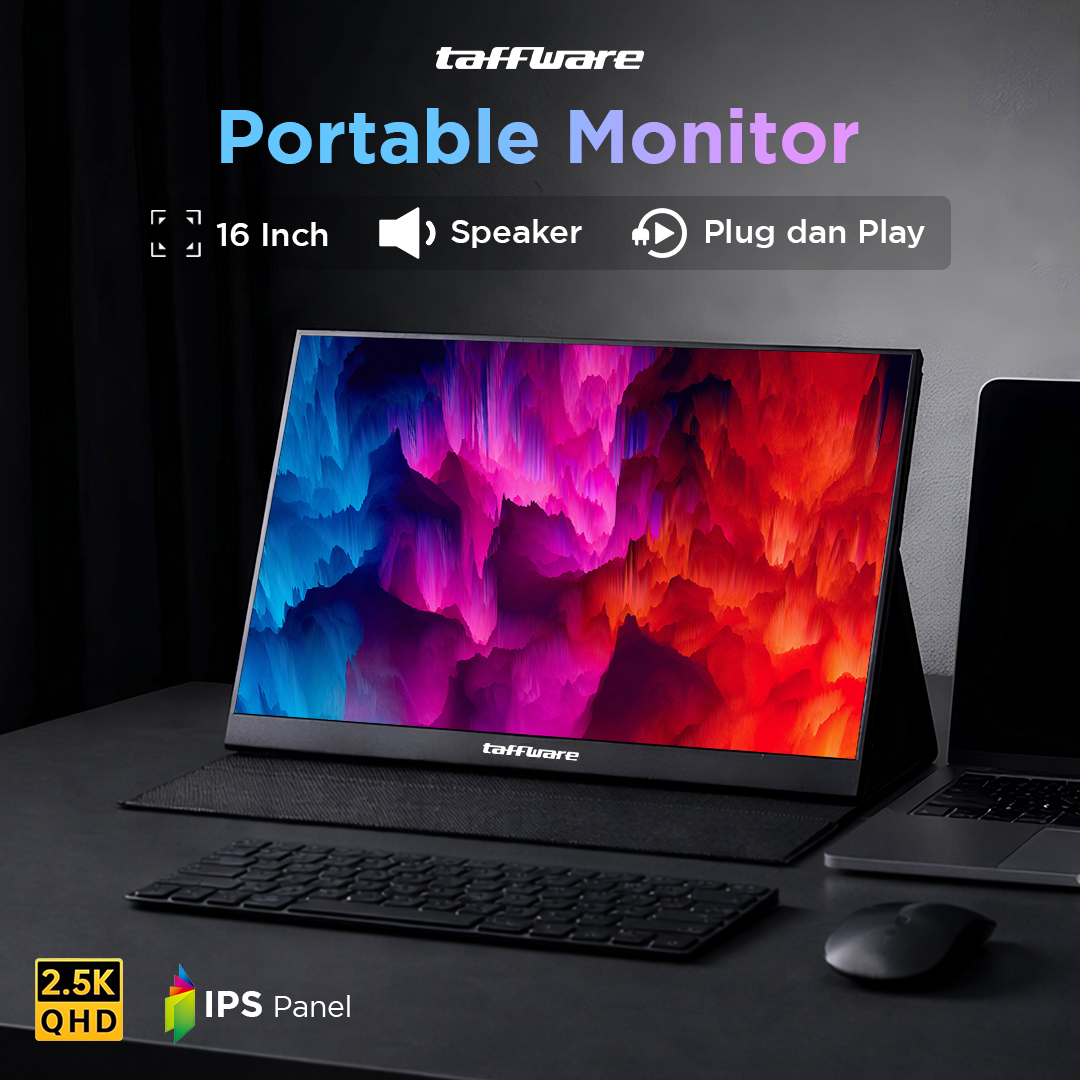 Gambar produk Taffware Portable Monitor 16 Inch IPS QHD 2.5K 60Hz Type C Mini HDMI - 1600XTS