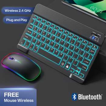 ALLOYSEED Set Keyboard Mouse Wireless Mini Bluetooth 2.4GHz RGB - AS437