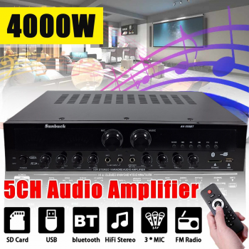 Sunbuck Audio Amplifier Bluetooth 5.0 Microphone HiFi USB MP3 Player - AV-555BT