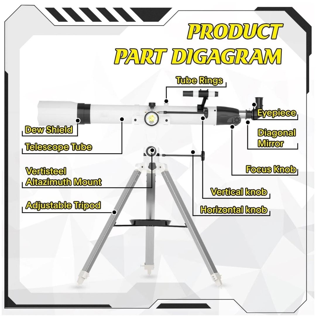 Eyebre Teleskop Teropong Bintang Astronomical Zenith Mirror 900/80mm - 90080AZ Gambar produk Eyebre Teleskop Teropong Bintang Astronomical Zenith Mirror 900/80mm - 90080AZ