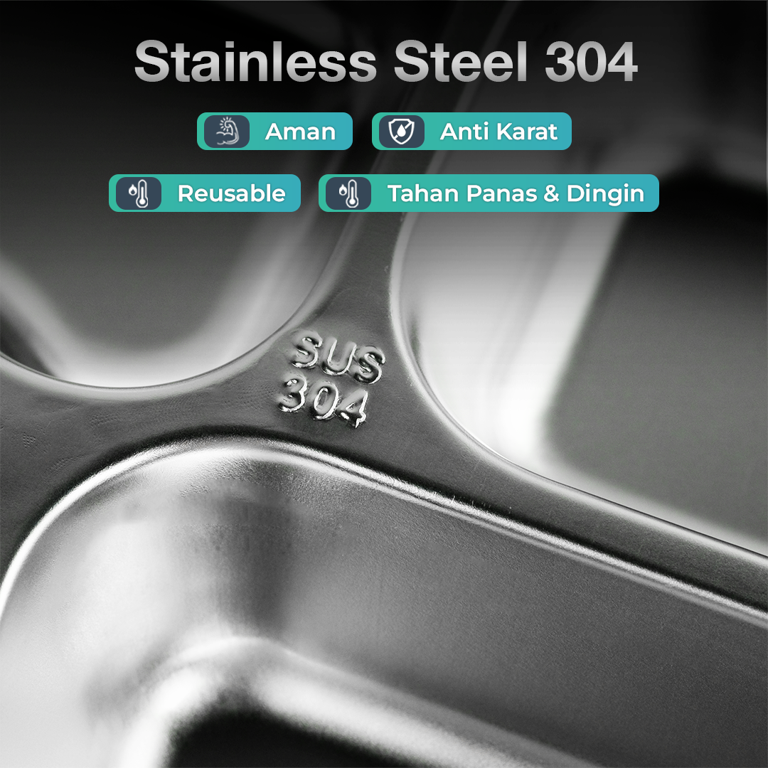WIMPY Piring Makan Stainless Steel 304 Tray Fast Food 4 Grid - W-005 Gambar produk WIMPY Piring Makan Stainless Steel 304 Tray Fast Food 4 Grid - W-005