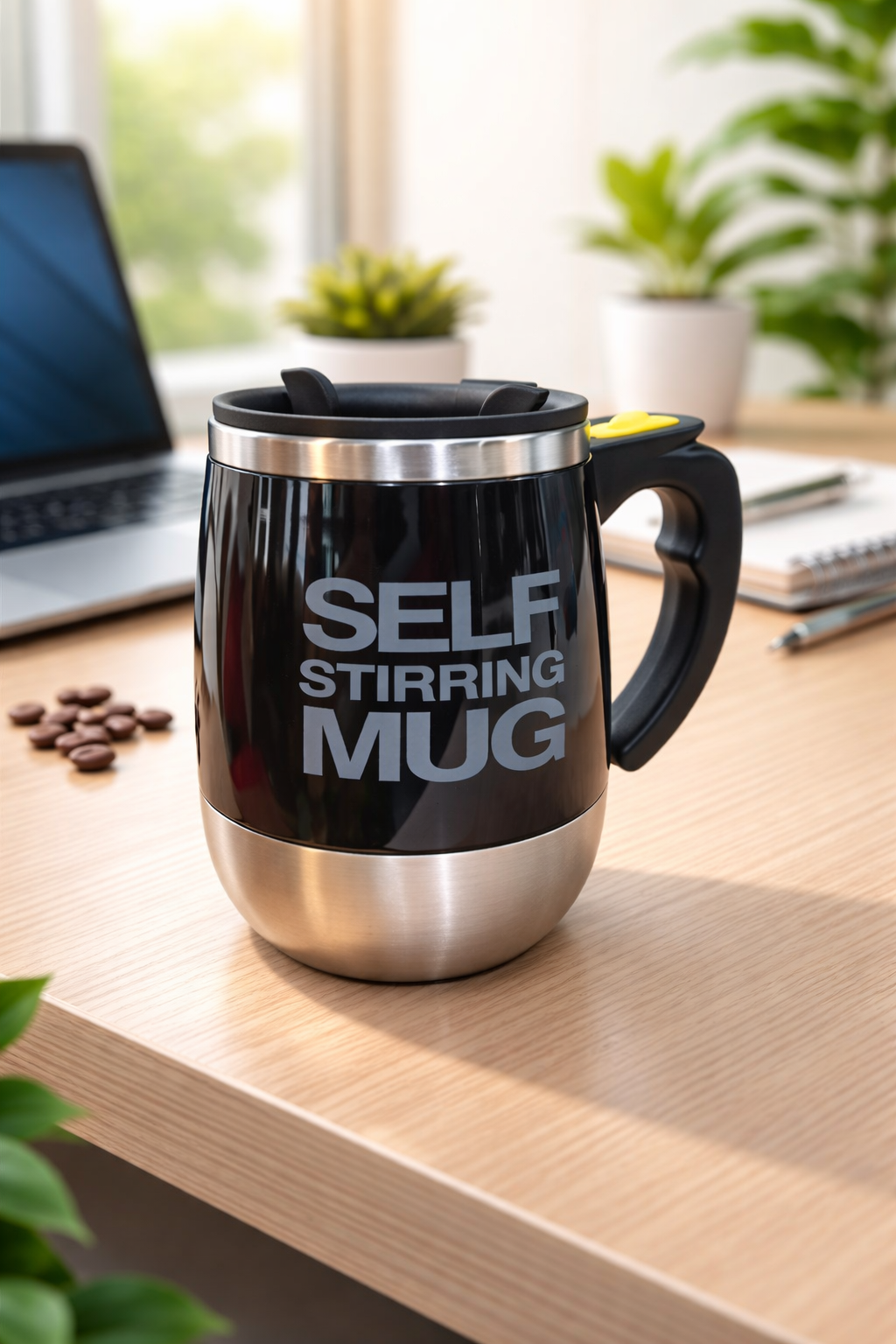 Ban Xi Lie Cangkir Aduk Otomatis Baterai AAA Self Stirring Mug 400ml - QT-002 Gambar produk Ban Xi Lie Cangkir Aduk Otomatis Baterai AAA Self Stirring Mug 400ml - QT-002