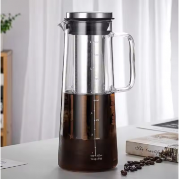 Leeseph Teko Kaca Kopi Teh Water Jug Stainless Steel Filter 1000ml - LS-10