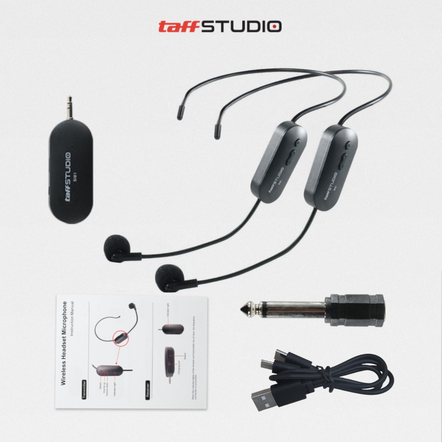TaffSTUDIO Wireless Microphone 2.4G Headset 2 PCS with Receiver - SI02 Gambar produk TaffSTUDIO Wireless Microphone 2.4G Headset 2 PCS with Receiver - SI02