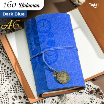 Toddi Buku Jurnal Binder Leather Notebook A6 160 Page Grid Blank Line - T680
