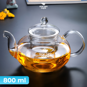 One Two Cups Teko Teh Kaca Saringan Tahan Panas Api Infuser Teapot - 8CV102