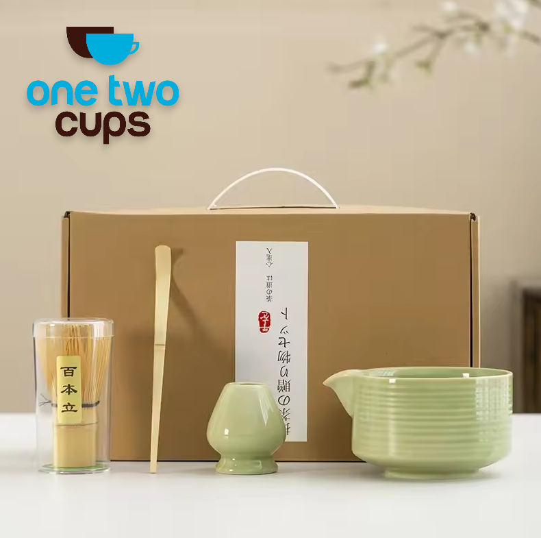 One Two Cups Matcha Set Chawan Chasen Stand Chashaku Ceramic 500ml - CZ2 Gambar produk One Two Cups Matcha Set Chawan Chasen Stand Chashaku Ceramic 500ml - CZ2